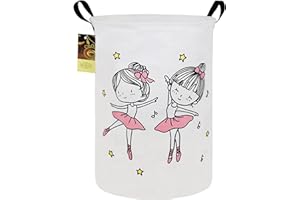 HUNRUNG Cesta grande de tela de lona ligera para almacenamiento de juguetes, organizador de ropa sucia, plegable, impermeable, para dormitorios universitarios, dormitorio de niños, baño (niña