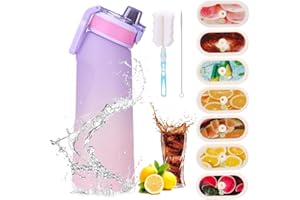 SUPERUVISTARE Air Bottiglia d'acqua con 7 Cialde Aromatiche, 700ML Senza BPA Borracce Tritan Cialde Aromi Frutta Profumate Borraccia Prova di Perdite 0 Calorie 0 Zucchero Tazza d'acqua con Cannuccia per Sport