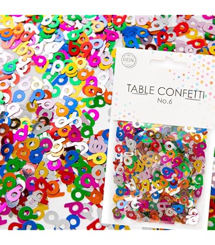 Buntes Metall-Konfetti Mit Zahl 6 – 15 G (ca. 1000 Stück) Für 6. Geburtstag, Tischdeko, Kinderparty