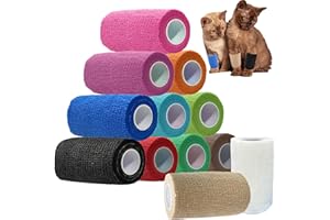 ANAMPION Selbstklebender Verband, 7.5cmx4.5m Non-Woven Selbsthaftende Bandage für Mensch und Tier, Flexibel Elastische Binde für Sport,Haustiere(12-Farbe Mix)