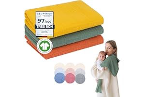 furora BABY Lange Bebe 80x80 cm, Mousseline (très Doux) en Coton Biologique (Oeko TEX 100 + GOTS) | Langes Coton bébé, Mousselines emmaillotage Bebe - Lavable à 60° (Autumn)