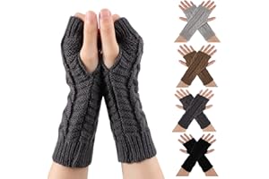 TAGVO 4 Pares de Guantes de Medio Dedo Guantes sin Dedos, Invierno Guantes de Punto de Mitad,Calentadores sin Dedos, Pares Calentadores de Brazo Mitones Cálido