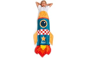 KANGURU Coperta a coda, soffice coperta in pile a forma di Razzo, plaid divano o sacco a pelo bambini rocket, taglia 4-12 anni, LUNGA 142cm, idea per regalo bambini, regalo compleanno, gadget sirenetta o NASA