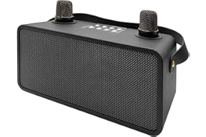 BINGXUE Máquina de Karaoke, micrófono de Karaoke para Adultos y niños, Altavoz Bluetooth portátil con 2 micrófonos inalámbricos, Sistema PA con Ajuste de Eco, Soporte de bajo/FM/USB/TF para Fiestas en casa