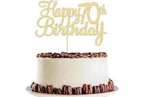 Gyufise 3 Pack Gold Happy 70th Birthday Cake Topper Glitter Happy 70 Cupcake Topper Cheers to 70 Fabulous Cake Decoration for 70th Birthday Party Decoration Supplies
