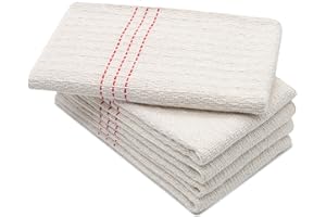 ‎ZOLLNER ZOLLNER 5er Set Scheuertücher - hochwertige und saugstarke Reinigungstücher - Mischgewebe - waschbar bis 60°C - 55x60cm in Natur mit roten Streifen
