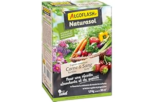 ALGOFLASH NATURASOL Engrais contenant de la Corne torréfiée et Sang Séché, Jusqu'à 50m² , 1.5 kg, ACORNBIO15, Vert
