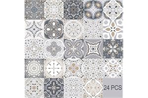 HORIWE Fliesenaufkleber Mosaik Wandfliese Aufkleber 24 Stück PVC Fliesensticker Fliesen Marokko Selbstklebende Tapete Wasserdicht Wandaufkleber für Küche,Schrank,Möbel,Tisch