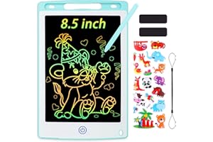 Sofore LCD Writing Tablet for Kids, 8.5 inch Colorful Screen Kids Drawing Board Doodle Pads Kid's Toys Birthday Present for 3 4 5 6 7 Girls Boys Learning Toys, Free Animal Cartoon Stickers (Blue)