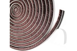 QIPUNEKY Uszczelka szczotkowa do drzwi, samoprzylepna, 9 mm (szer.) x 23 mm (śr.) x 6 m (dł.), ochrona przed owadami, szczotka uszczelniająca do drzwi, okien, szafy na ubrania, stoper przeciągów do drzwi