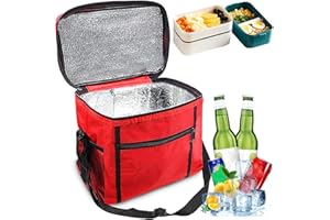 SUNSHINE SMILE Sac Isotherme, Sac de Pique-Nique, Sac de Repas, Sac à Déjeuner, Sac Fourre Tout, Sac Repas Pliable Etanche Isotherme Léger (Rouge)