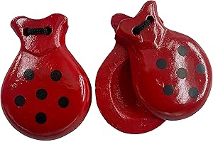 CARNAVALIFE Holz-Kastagnette, spanische Elemente, für Partys, Sevillana Messen, Flamingo-Tanz (rote Punkte)