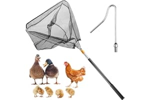 GOMETY Einziehbarer Hühnerfänger, Hühnerfänger-Beinhaken Und Fangnetz Set(2-in-1), Edelstahl-Geflügelhaken, Hühnernetz Und Hühnerfänger, Für Geflügel, Huhn, Truthähne, Gänse, Enten, Vögel, Kleintiere