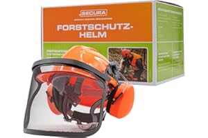 SECURA Casque forestier, Casque de protection robuste avec visière pour jardinage, agriculture et construction