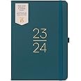 Busy B Mid Year Perfect Planner Diary August 2023 - August 2024 - Pine - Faux Leather A5 Week to View Planner with Stickers, Pen Holder and List Pad
