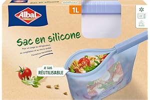 Albal - Sac en silicone 1L - Réfrigérateur, congélateur et micro-ondes - Hermétique et résistant - Réutilisable