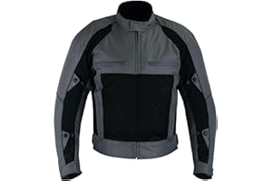 warrior gears® Air Mesh Motorbike Jackets for Men | Breathable Textile Riding Racing Motorbike Jackets Men with Removable Lining and CE Armours, Waterproof Jackets Mens - Grey & Black