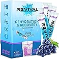 Revival Rapid Rehydration Electrolytes Powder - High Strength Vitamin C, B1, B3, B5, B12 Supplement Sachet Drink, Effervescent Electrolyte Hydration Tablets - 30 Pack Concord Grape