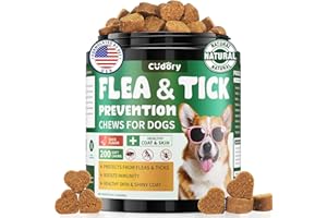 CUDORY Flea and Tick Support for Dogs Chews – 200 Soft Chews， Natural Ingredients with Skin & Coat Support – Oral Supplement for All Breeds & Ages – Natural Duck Flavor