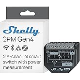Shelly 2PM Gen4, Wi-Fi ile &ccedil;alışan akıllı r&ouml;le şalteri, 16A, g&uuml;&ccedil; &ouml;l&ccedil;&uuml;m&uuml;, panjur şalteri, ev otomasyonu, uzaktan kumanda, hub 