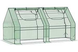 Outsunny Serra da Giardino con 2 Coperture in PE e 4 Finestre Avvolgibili, Serra per Orto per Piante e Fiori, Struttura in Acciaio, 180x90x90cm, Verde