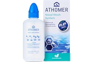 NOBU BABY Athomer Nasal Wash - Sinus Rinse Kit - 250ml with 10 Packets of Sea Water Salt - Cleans and Decongests The Nasal Cavity - Moisturizing Nasal Sprayer for Adult and Kid (250ml)