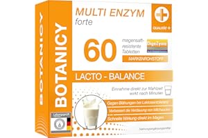 ‎BOTANICY BOTANICY Multi Enzym forte - 60 Verdauungsenzyme Kapseln, Vegan - Für Verdauung, auch bei Laktose Intoleranz - Multienzym Komplex DigeZyme® mit Amylase, Protease, Laktase, Lipase & Cellulase u.v.m.