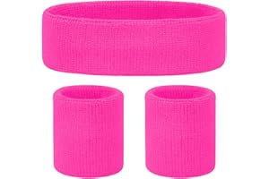 REDSTAR FANCY DRESS 3pc Headband and Wristbands Sweatbands Set - 80s Fancy Dress Neon Party Accessories Sweat Bands Wristbands and Head Band Men and Women - 80s Neon Fancy Dress 90s Accessories Women
