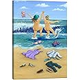 Posterlounge Skinny Dippers Canvas print by Peter Adderley 20 x 30 cm Naïve art Wall decor