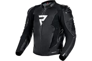REBELHORN Veloce Kurtka motocyklowa męska | Skóra | Ochraniacze łokci i barków poziom 2 | Slidery na barkach | 6 Kanałów wentylacyjnych zapinanych na zamki | Rozmiary do 62