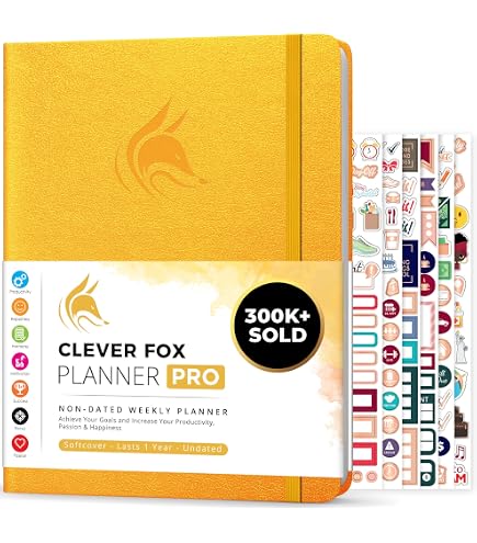 Planificateur Hebdomadaire Clever Fox - Agenda Non Daté A5 - Gestion D'Objectifs Et Productivité - Vert Forêt
