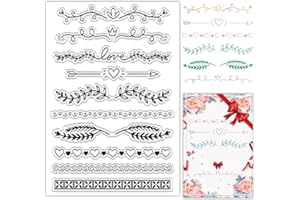 CRASPIRE Fiore Foglia Pizzo Timbri In Gomma Trasparenti Linea di Scrittura Herat Linee Floreali Timbro Postale Trasparente Sigilli In Silicone Timbro Fai Da Te Scrapbooking Carta Carte Artigianali