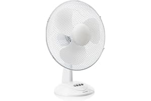 Tristar VE-5978 Ventilador de mesa, 40 centímetros de diámetro, 3 ajustes de velocidad, oscilante, ángulo ajustable 25°, asa para transporte, protección contra sobrecalentamiento, 45 W, blanco