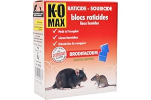 K - O MAX K-OMAX Raticide souricide Bloc 240 g - 12 doses prêt à l'emploi - spécial lieux humides, Voir Produit