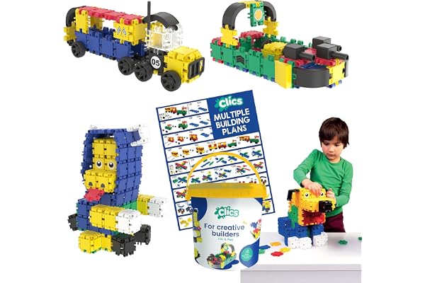 Clics Jouets de Construction pour Les Enfants à partir de 3 Ans, Jouets éducatifs créatifs dans Un Ensemble de 275 pièces, Blocs de Construction pour Filles et garçons, Jouets Montessori STEM,