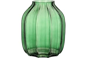 JAKY-GLOBAL JAKY Global Large Green Glass Flower Vase H-20cm Tall Glass Vases for Flowers Elegant Home Living Room Decor,Table Centerpiece for Farmhouse and Office(Green 20cm)