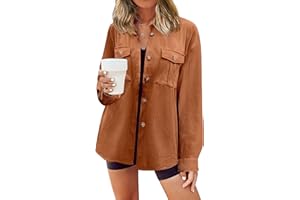 Hotouch Damska koszula, bluzka, dekolt w serek, krótka kurtka sztruksowa, zapinana na guziki, koszulka z długim rękawem, luźna kurtka, sztruksowa koszula rekreacyjna, elegancka bluzka koszulowa z