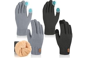 Halinuia 2 Paar Winter Handschuhe mit Fleecefutter für Herren Damen, Warm Touchscreen Handschuhe, Strickhandschuhe Thermohandschuhe Wollhandschuhe für Outdoor Sport Laufen Radfahren Ski