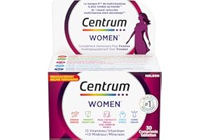 Centrum Women – Multi Vitamines et Minéraux – 13 vitamines et 11 minéraux – Complément alimentaire pour femme – Flacon / 30 comprimés