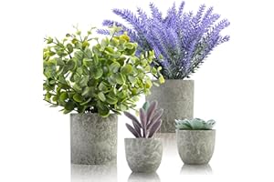 ALAGIRLS Sztuczne rośliny, jak prawdziwe, 4 sztuki, sztuczne rośliny, dekoracja na zewnątrz, odporna na warunki atmosferyczne