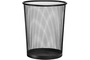 D.RECT Poubelle métal maille 19L noir| Corbeille à papier en treillis métallique | Corbeille à papier ronde