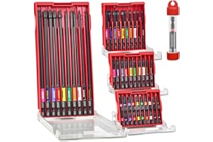 GEINXURN 51 Pièces Jeu d'embouts de Vissage Torx T7-T40 aux Chocs de 25/50/75/150 mm, Embout pour Tournevis en Acier S2 avec Porte-embouts Magnétiques de 75 mm Long et Boîte de Rangement