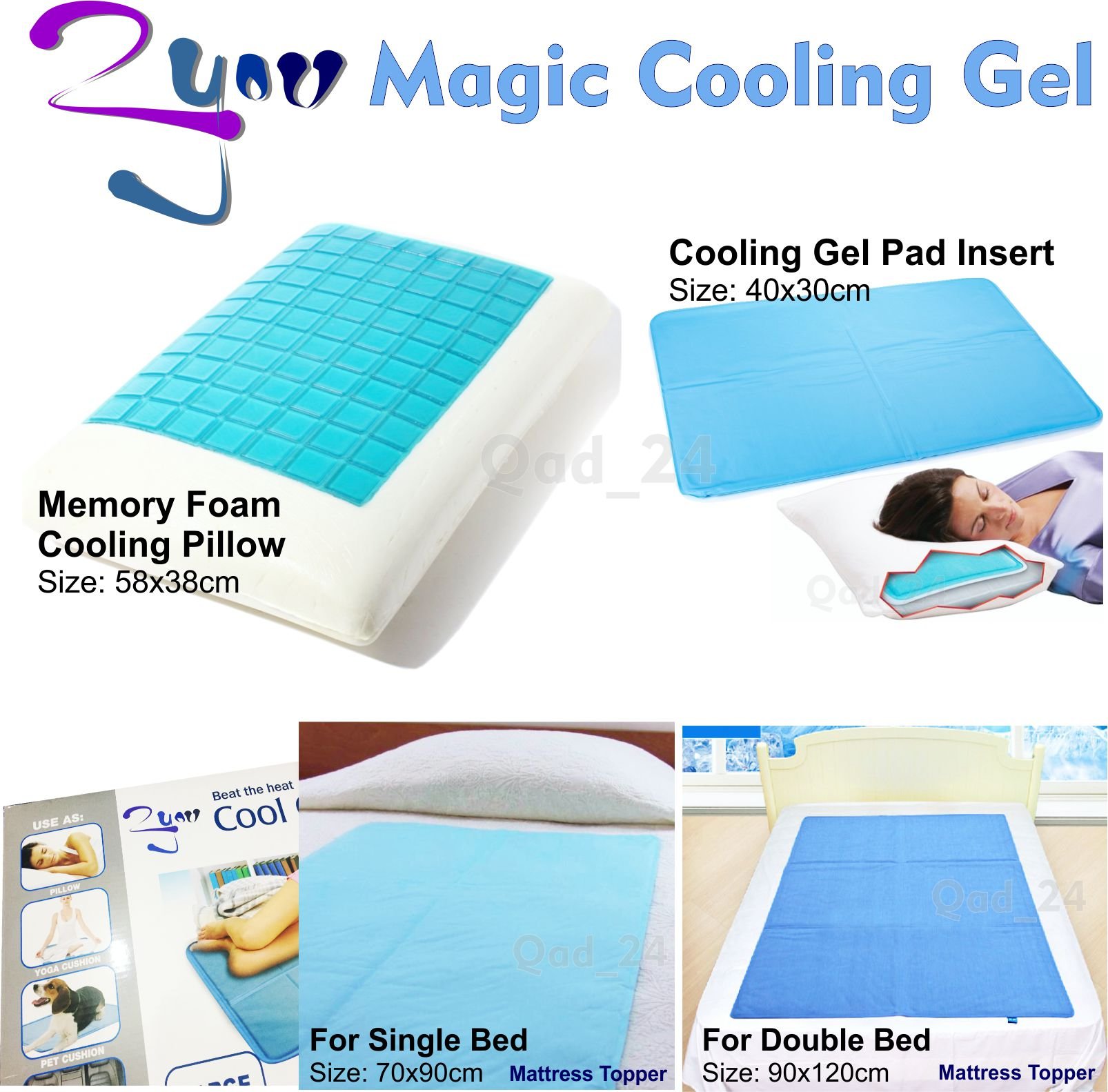 Magic Cooling Gel Blue Cool Pad Mat Orthopedic Mattress Topper
