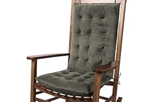 FlyGulls Rocking Chair Cushions Indoor Velvet Chair Pads High Back and Seat Cushion 2 Piece Set Grey