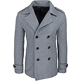 Evoga Cappotto uomo invernale slim fit soprabito trench doppiopetto sartoriale casual