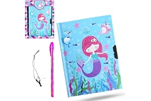 PEKA PEKÍTA Kit diario secreto para niña con candado y bolígrafo, diseño sirena con purpurina, Regalos para niñas de 4 a 12 años original para cumpleaños, navidad y comunión, Libretas y Cuadernos bonitos