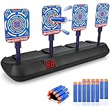 Zhcuves Tiro Bersaglio Elettrico per Nerf, Giochi Bambini 3 4 5 6 7 8 9 10 Anni Ripristino Automatico Digitale Target Gioco d