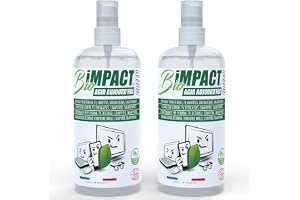 BIOIMPACT Skärmrengöringsspray, biologisk, 2x500 ml, rengöringsmedel för tv-skärmar, bäst för bärbar dator, glasögon, led, lc