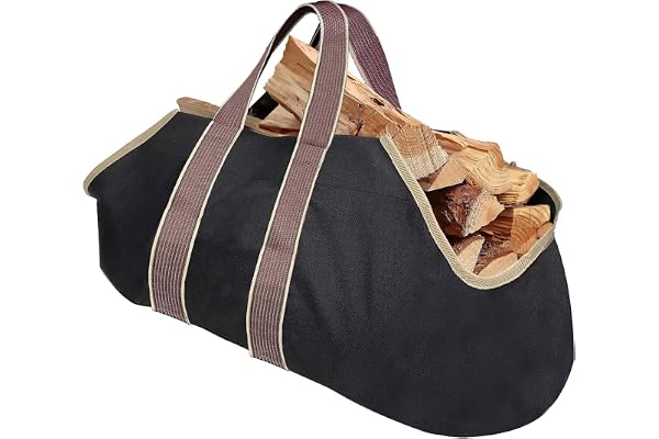 Amagabeli Stor kanvas transportväska för vedträn 99 cm x 45 cm hållbar vattentät eldstad stockhållare korgar stockförvaring inomhus träkorgar för stockar vedkorg utomhus trä förvaring vaxad