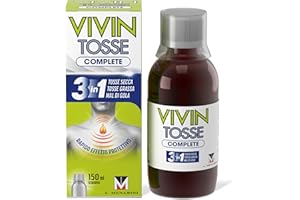 Vivin Tosse Complete - 150 ml. Sciroppo per mal di gola, tosse secca e tosse grassa a base di estratti vegetali. Protegge e promuove l'idratazione della mucosa faringea. Senza Glutine.